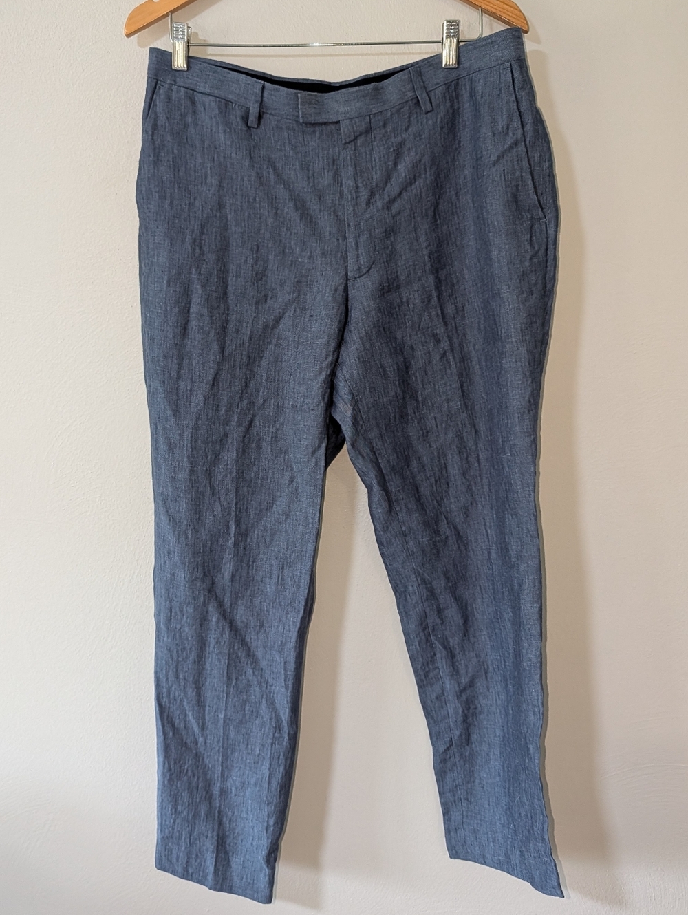 34 X 30 Banana Republic Linen Men's Blue  Chinos - Slim Tailored Look